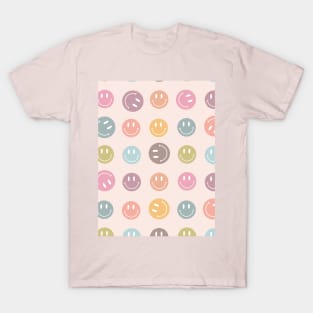 Smiley Face emojis Retro Pattern T-Shirt